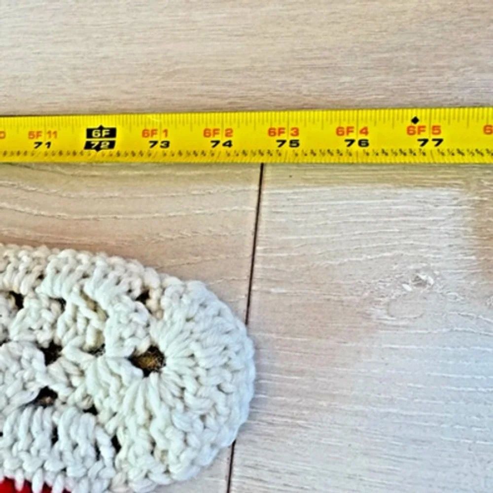 Handmade Afghan Red White‎ Crochet Granny Square Throw Blanket Heavy! 74x44